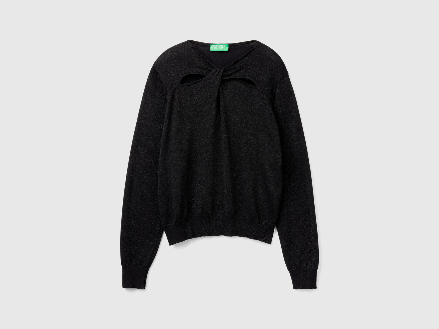Maglia cut out con lurex da donna nero | Benetton Outlet