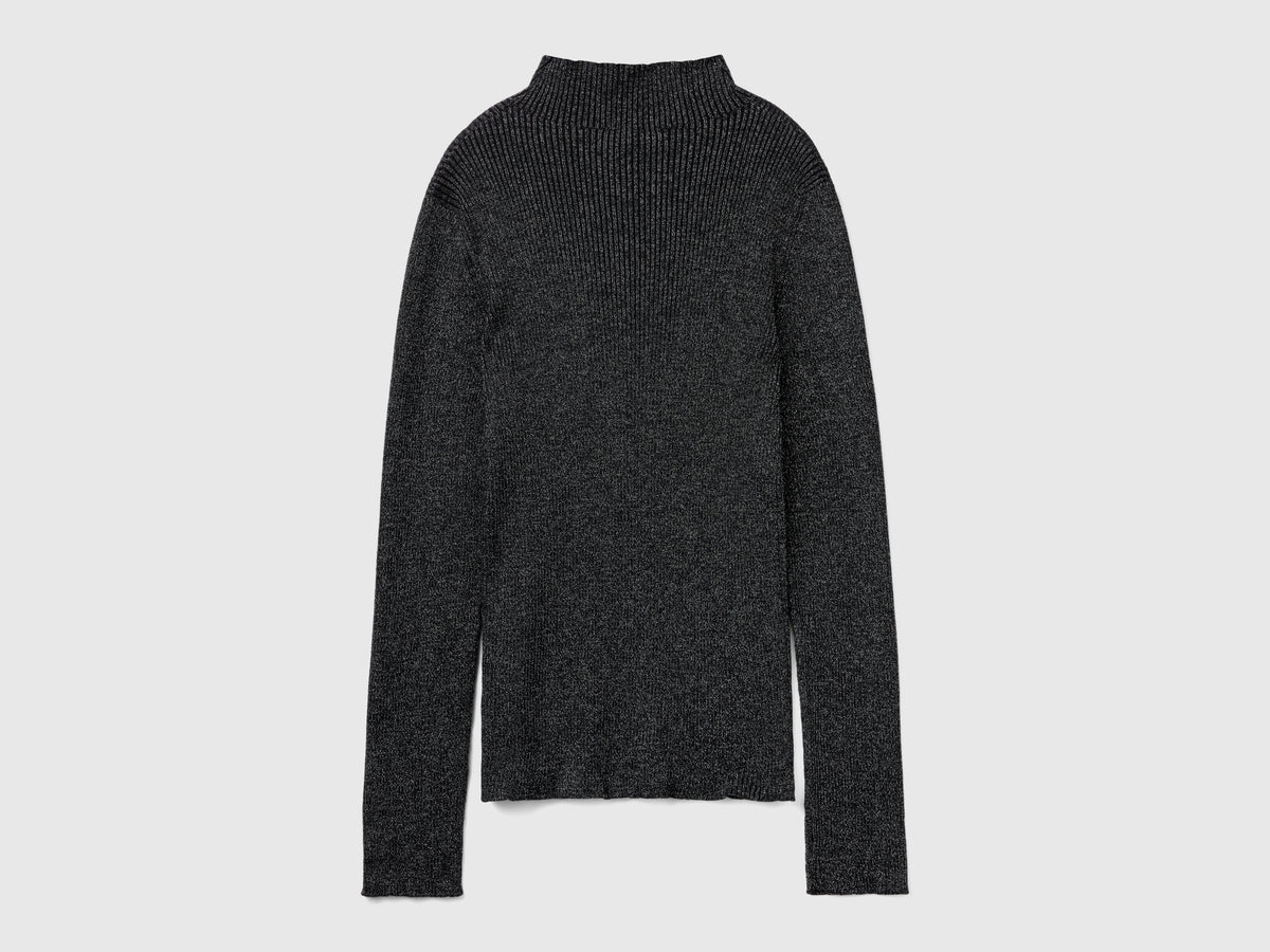 Maglia lupetto aderente con lurex
