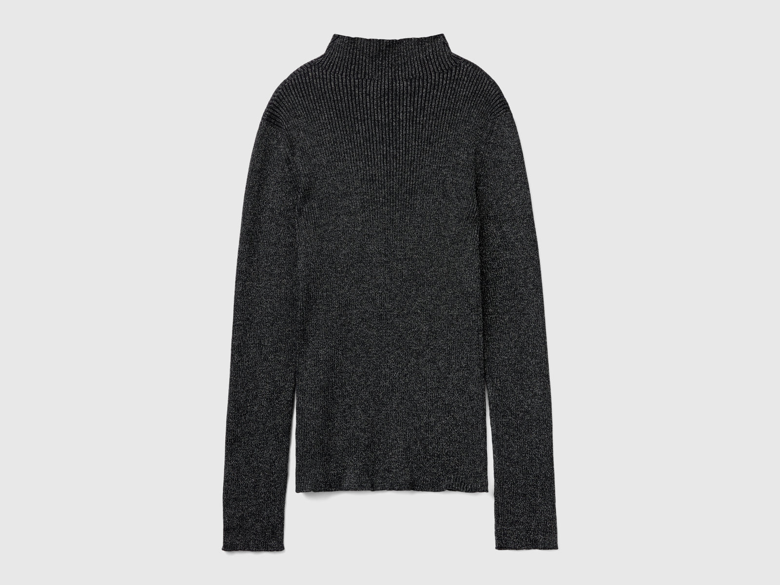 Maglia lupetto aderente con lurex da donna grigio scuro 2 | Benetton Outlet