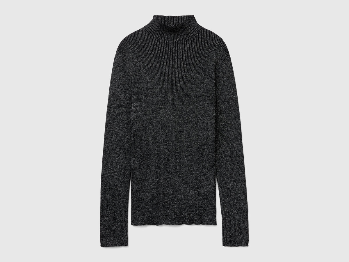 Maglia lupetto aderente con lurex