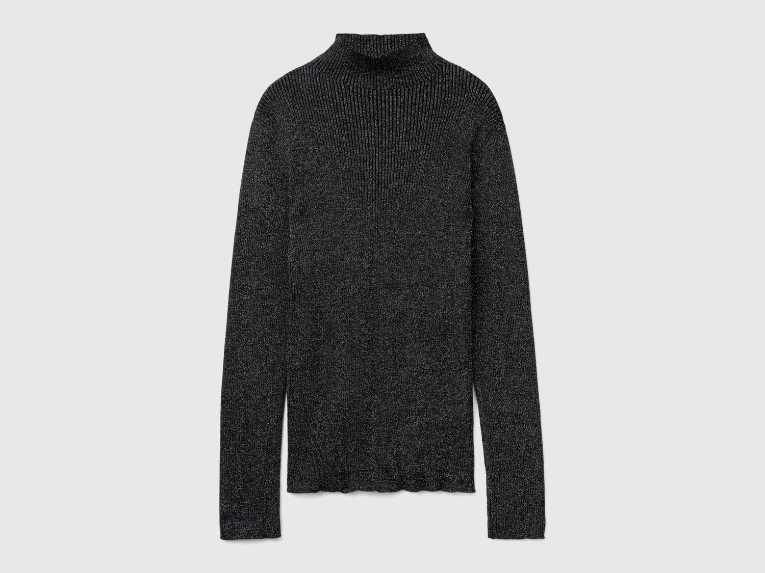 Maglia lupetto aderente con lurex da donna grigio scuro | Benetton Outlet