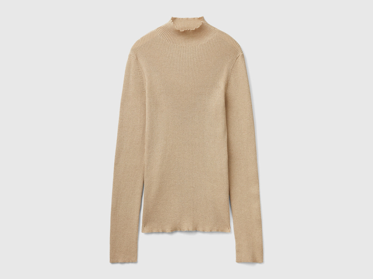 Maglia lupetto aderente con lurex