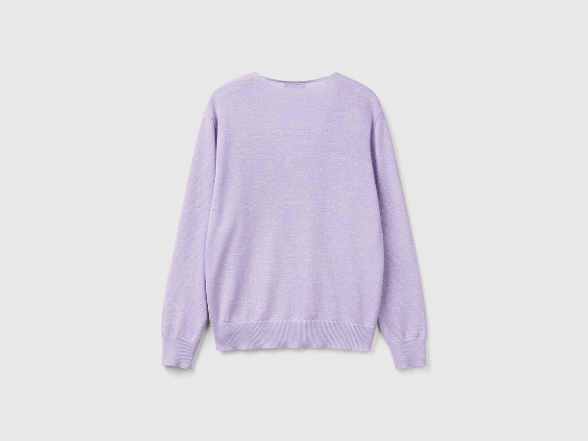 Maglia con scollo a V e lurex