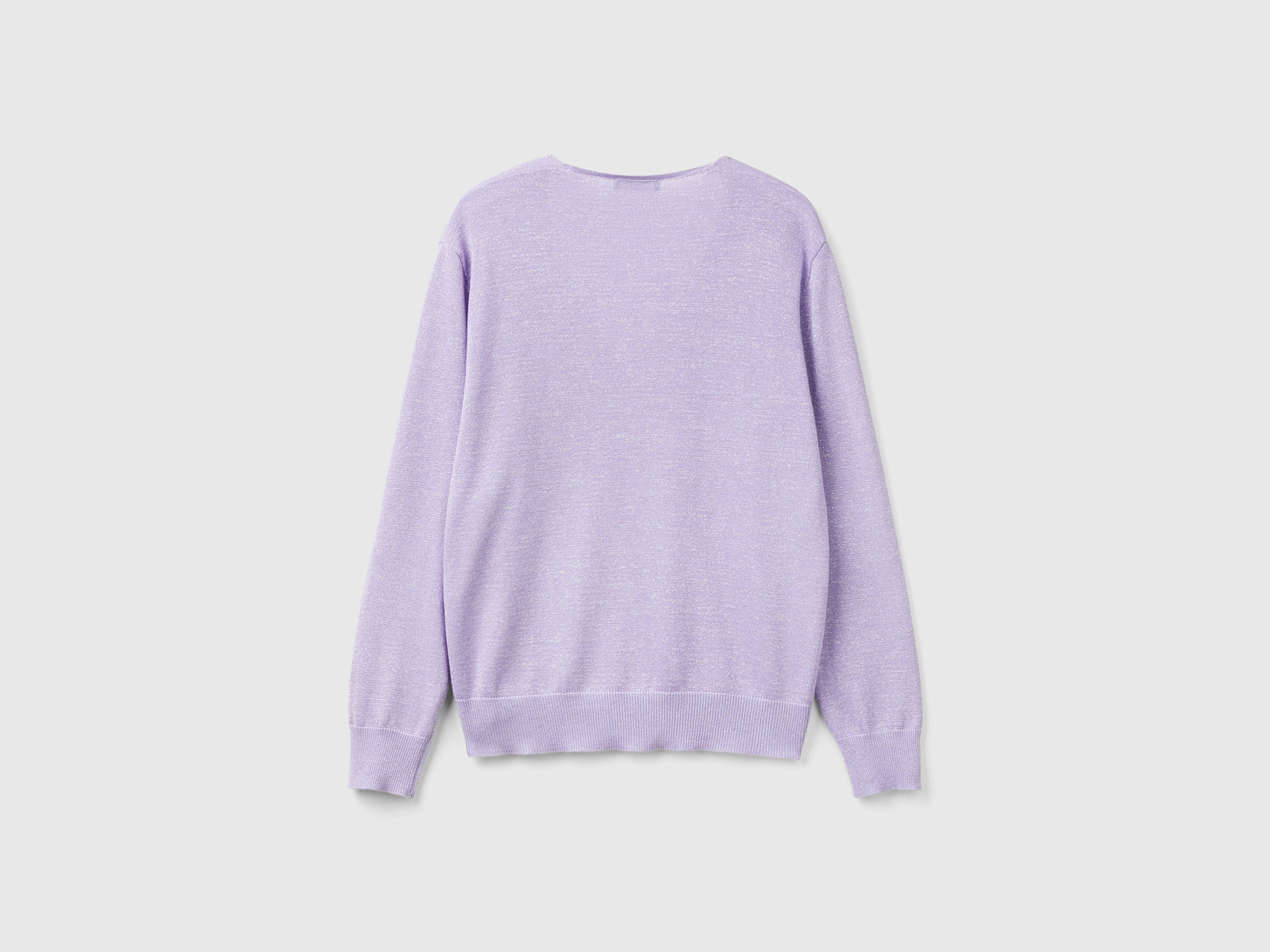 Maglia con scollo a V e lurex da donna lilla 2 | Benetton Outlet