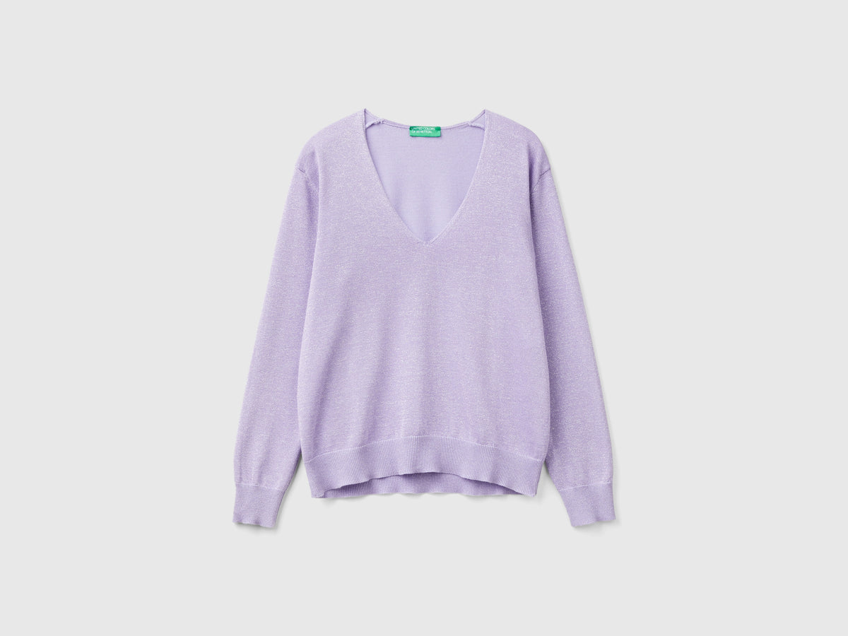 Maglia con scollo a V e lurex