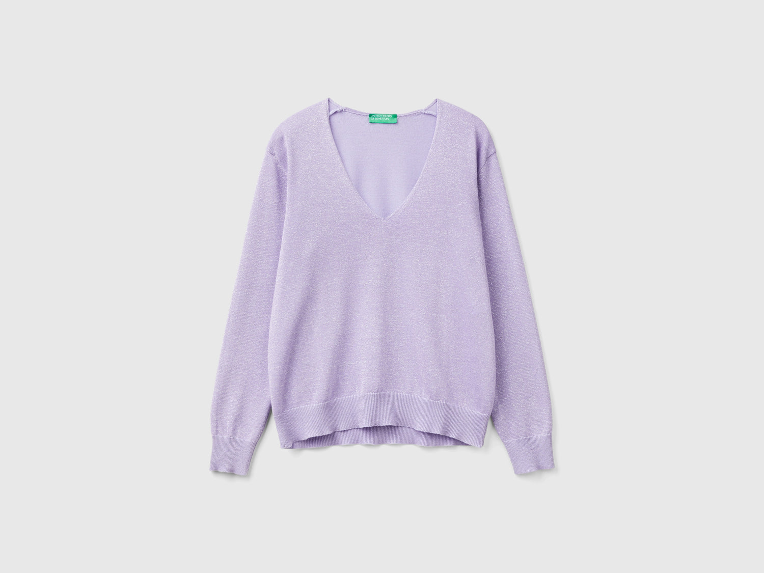 Maglia con scollo a V e lurex da donna lilla | Benetton Outlet