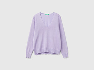 Maglia con scollo a V e lurex