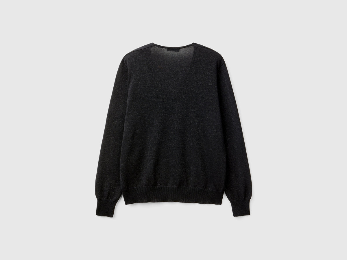 V-neck sweater with lurex