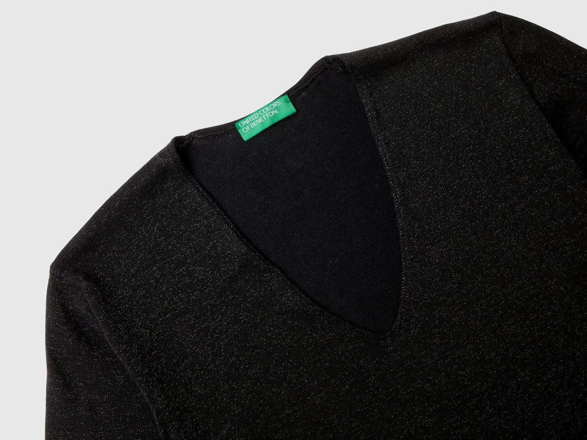 V-neck sweater with lurex