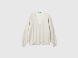 V-neck sweater with lurex