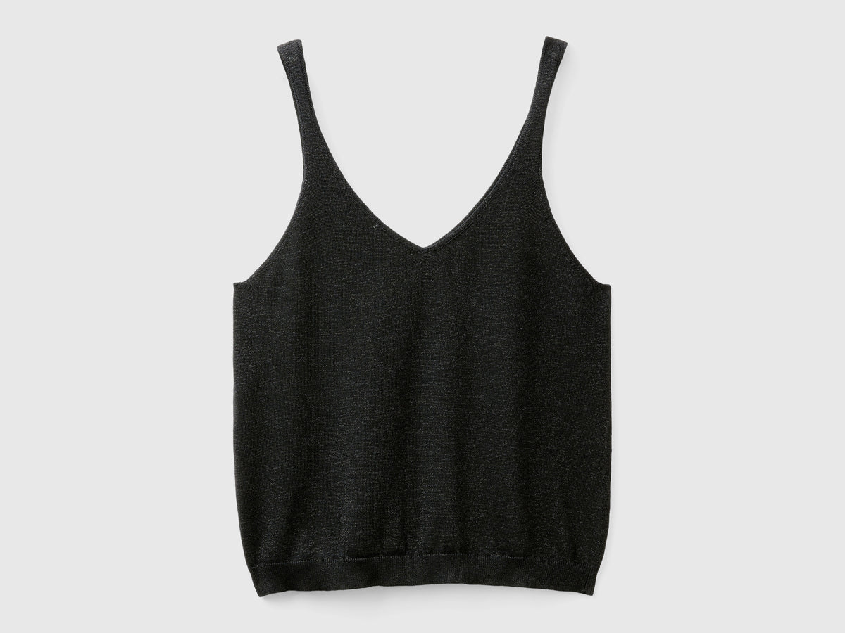 Top con scollo a V e lurex