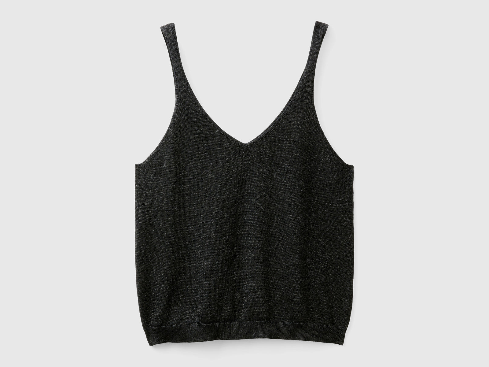 Top con scollo a V e lurex da donna nero 2 | Benetton Outlet