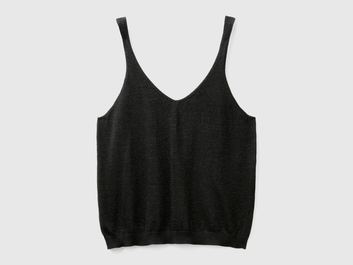 Top con scollo a V e lurex