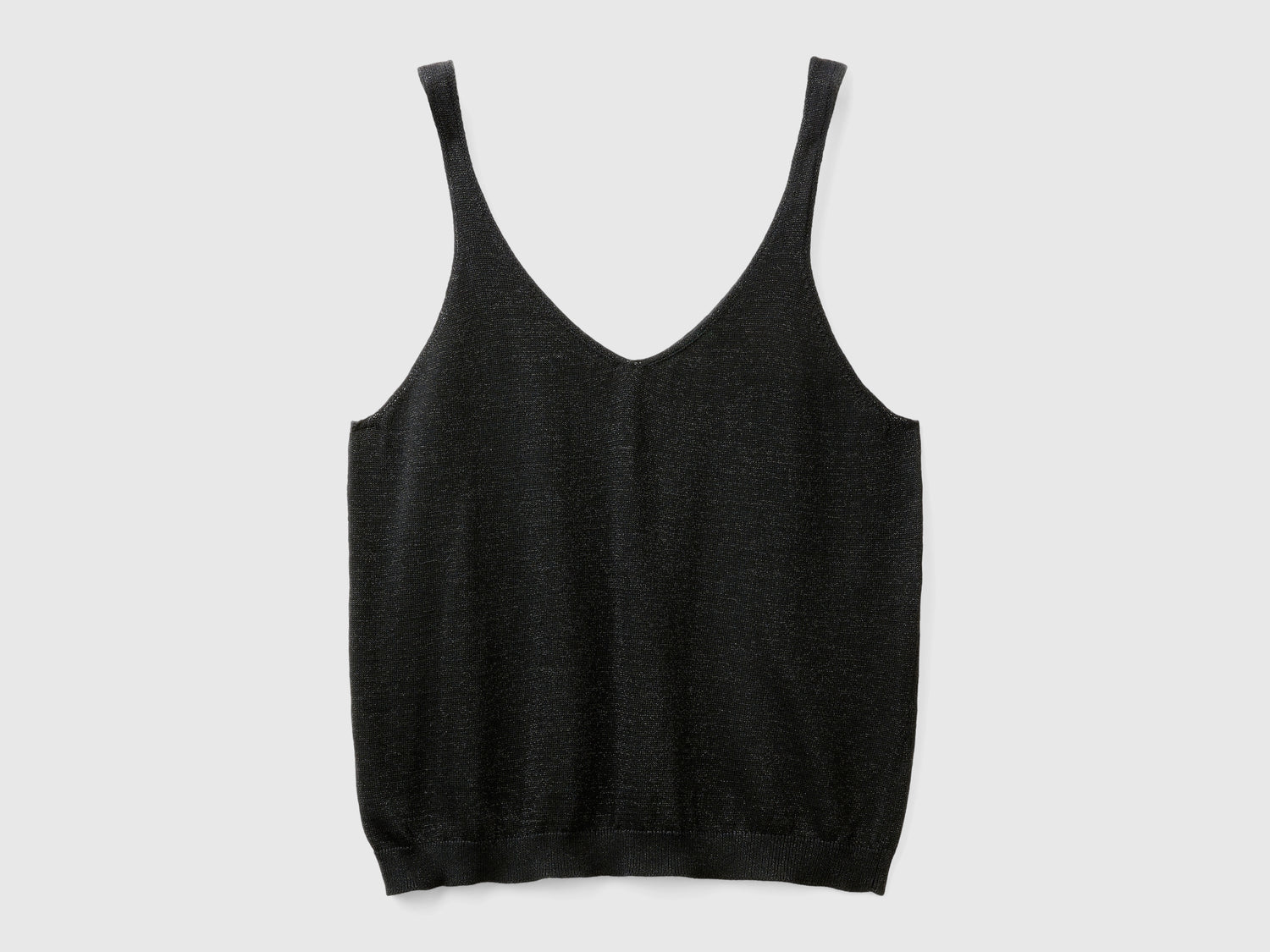 Top con scollo a V e lurex da donna nero | Benetton Outlet