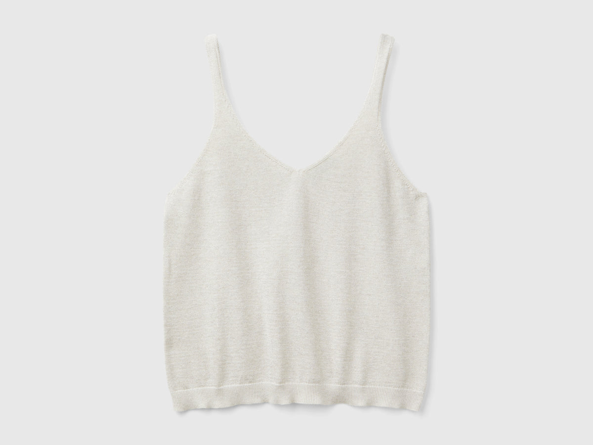 Top con scollo a V e lurex