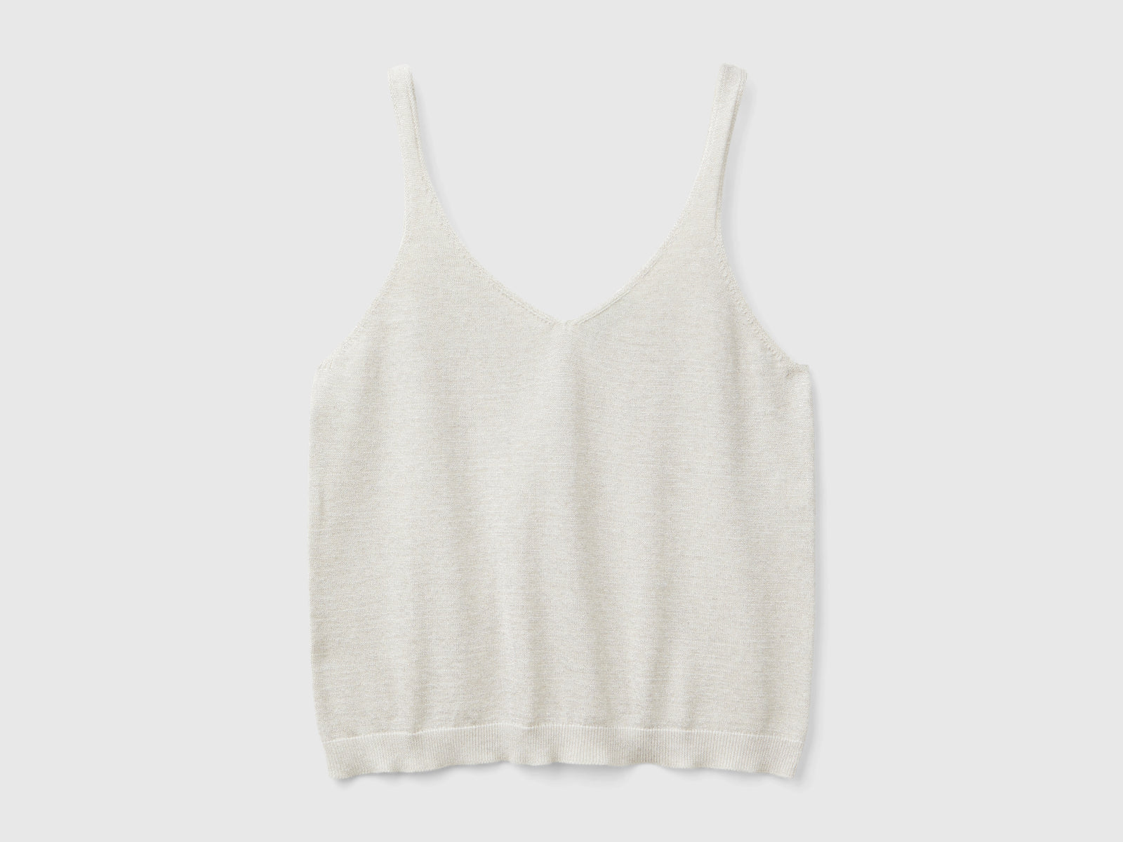 Top con scollo a V e lurex da donna bianco panna 2 | Benetton Outlet