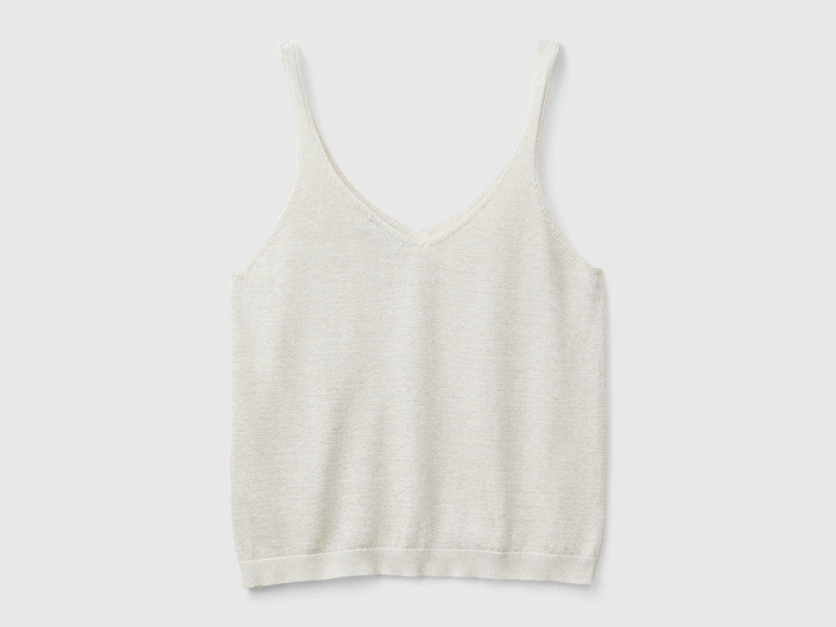 Top con scollo a V e lurex
