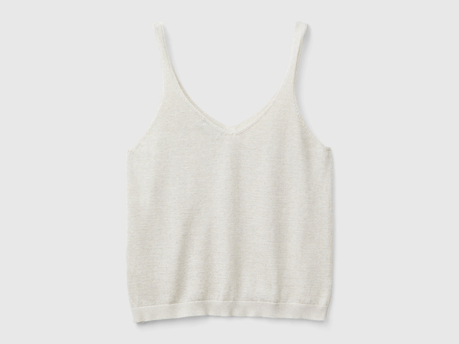 Top con scollo a V e lurex da donna bianco panna | Benetton Outlet