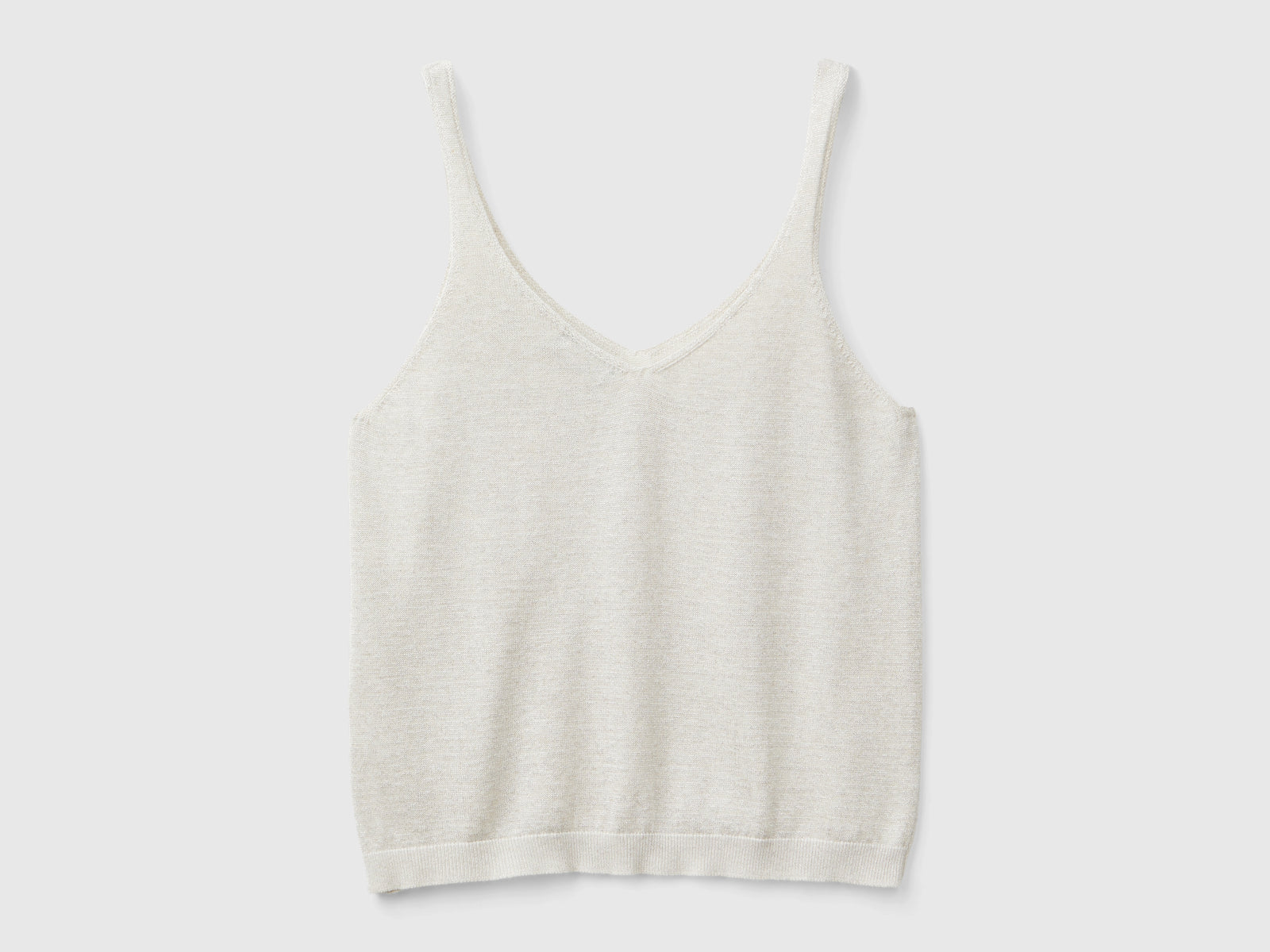 Top con scollo a V e lurex da donna bianco panna | Benetton Outlet