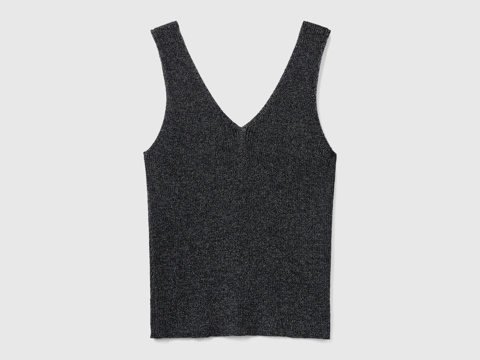 Canotta scollo a V con lurex da donna grigio scuro 2 | Benetton Outlet