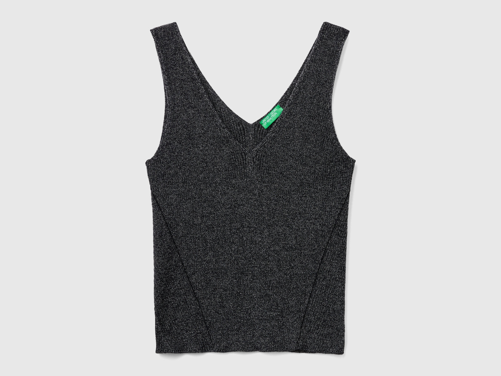 Canotta scollo a V con lurex da donna grigio scuro | Benetton Outlet