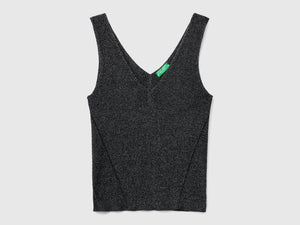Canotta scollo a V con lurex