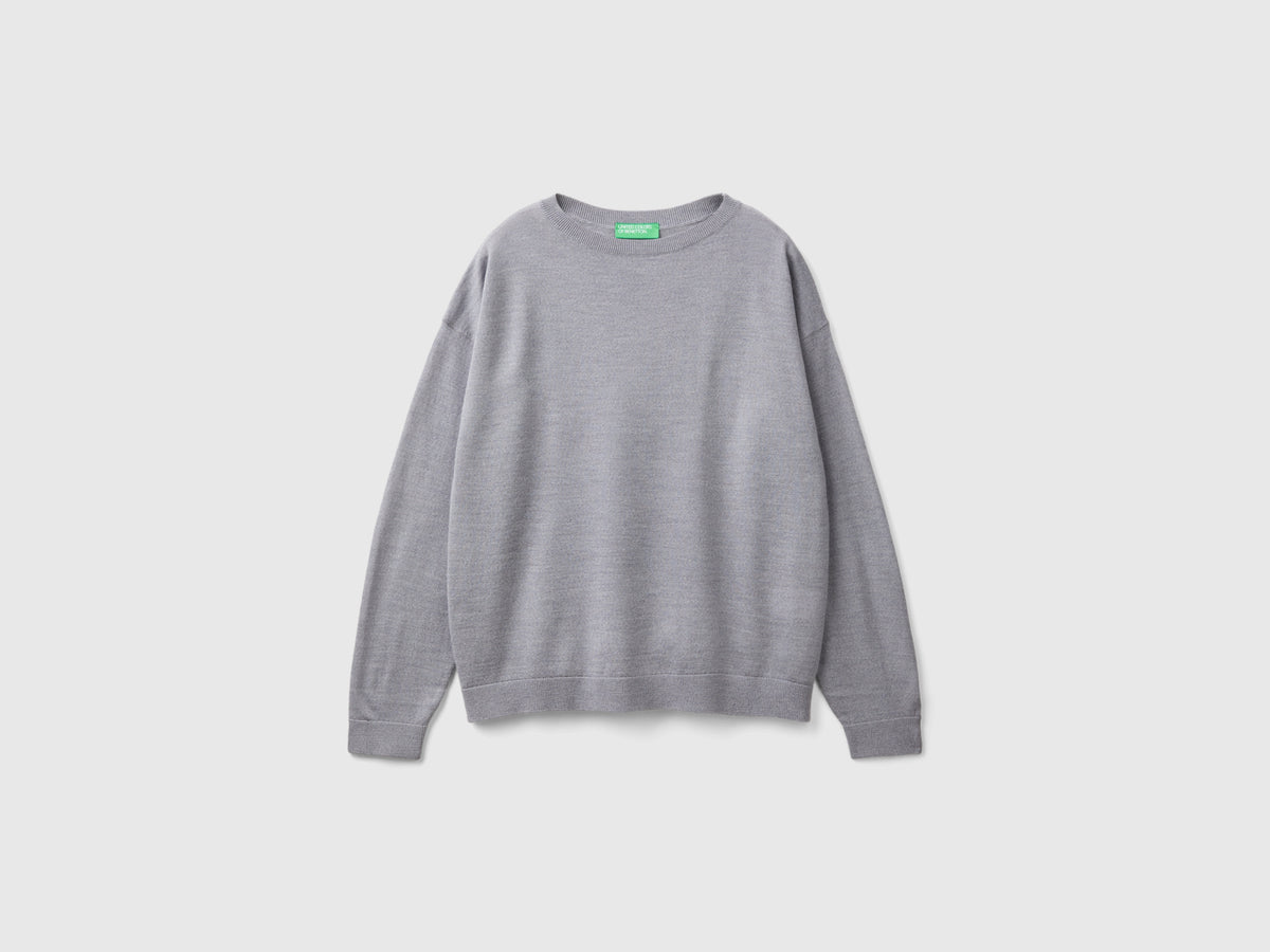 Maglia con scollo a barchetta in pura lana Merino