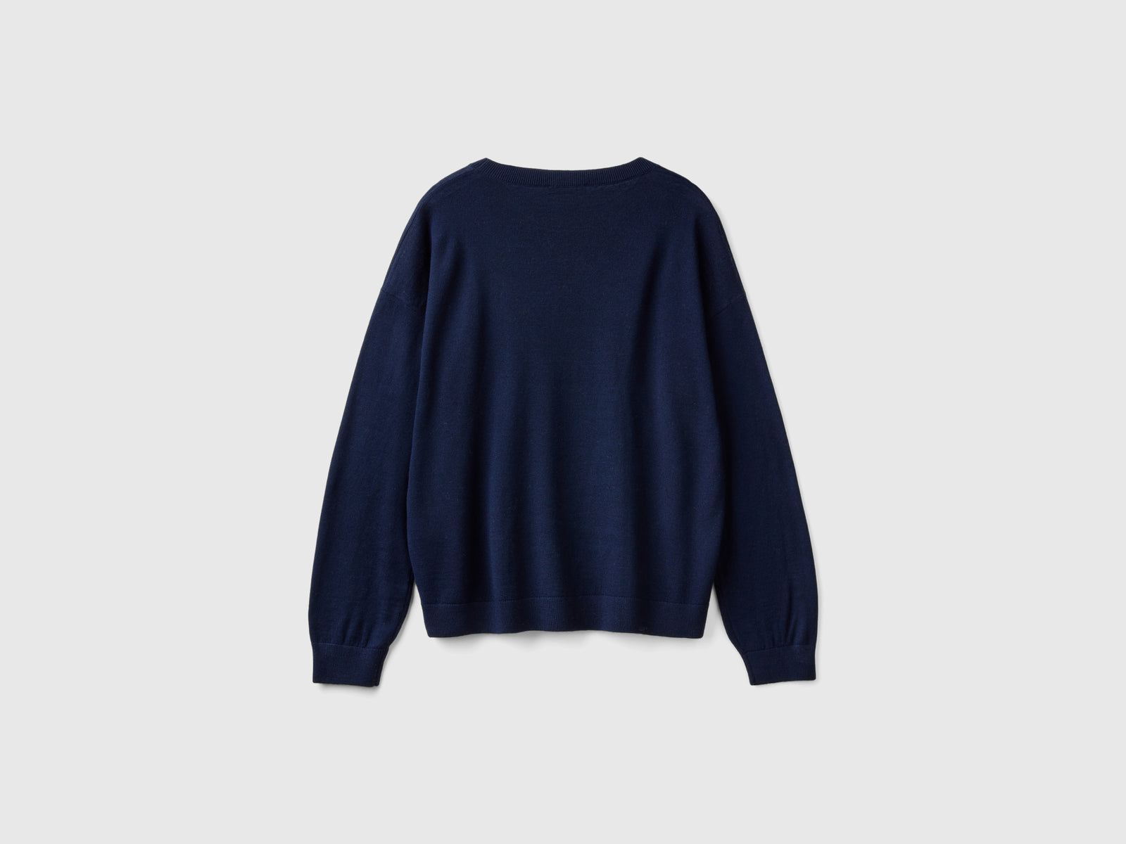 Boat-neck sweater in pure Merino wool da donna blu scuro 2 | Benetton Outlet