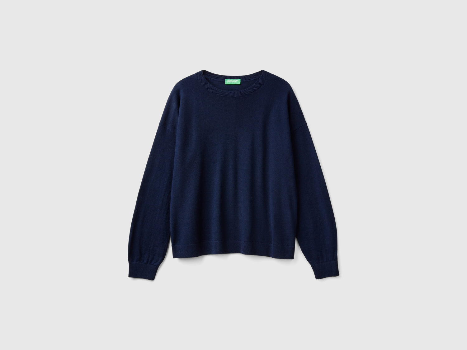 Maglia con scollo a barchetta in pura lana Merino da donna blu scuro | Benetton Outlet