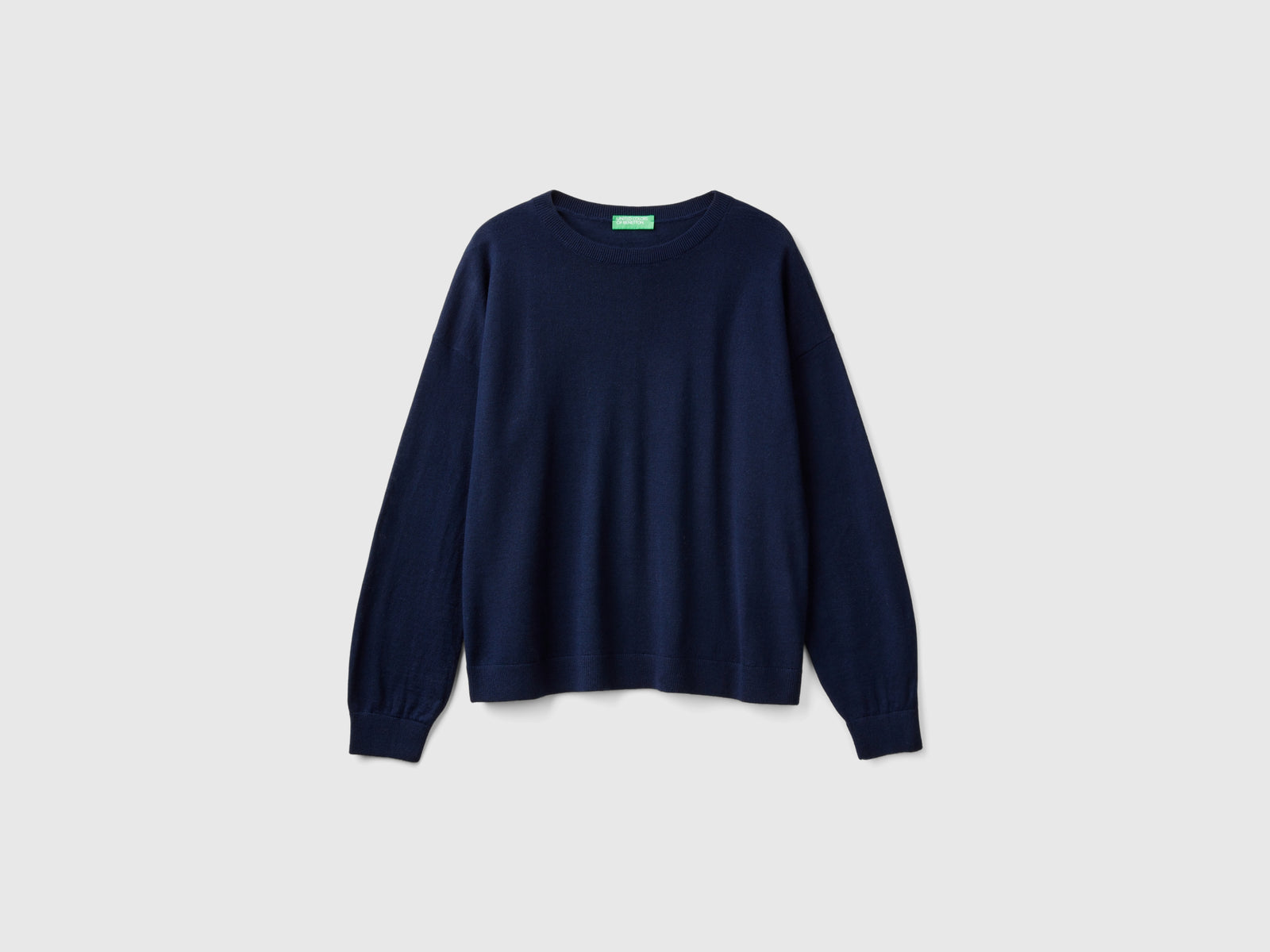 Boat-neck sweater in pure Merino wool da donna blu scuro | Benetton Outlet