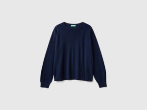Boat-neck sweater in pure Merino wool