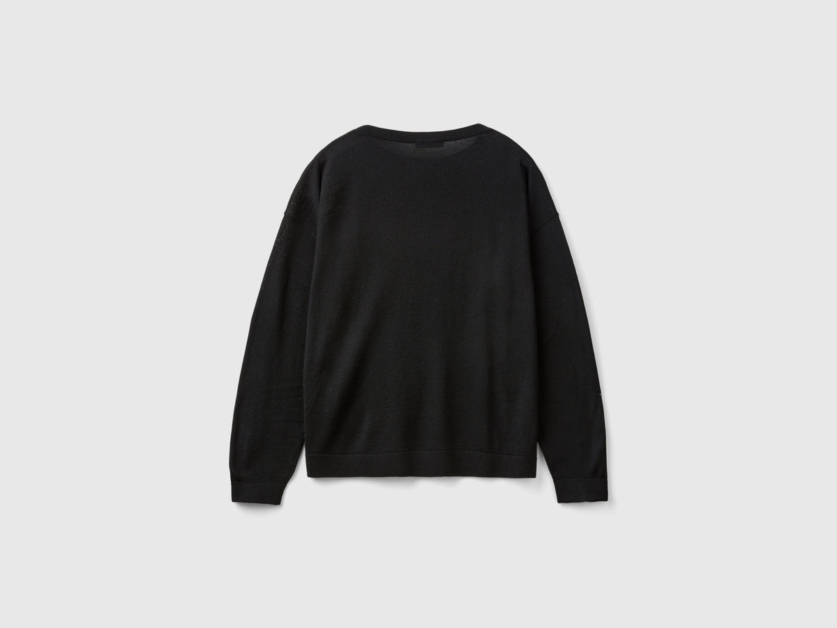 Maglia con scollo a barchetta in pura lana Merino