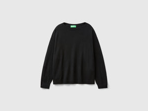 Maglia con scollo a barchetta in pura lana Merino