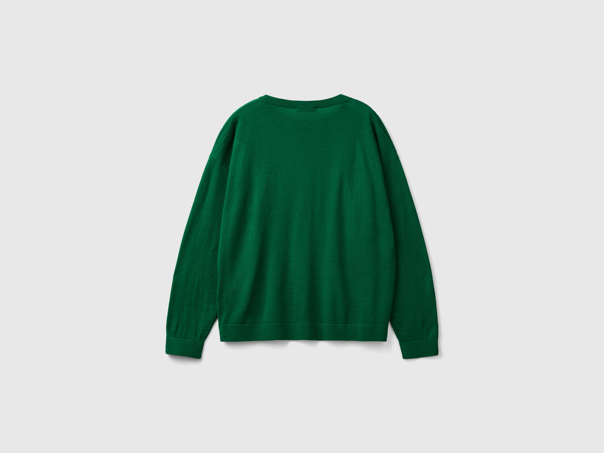Boat-neck sweater in pure Merino wool