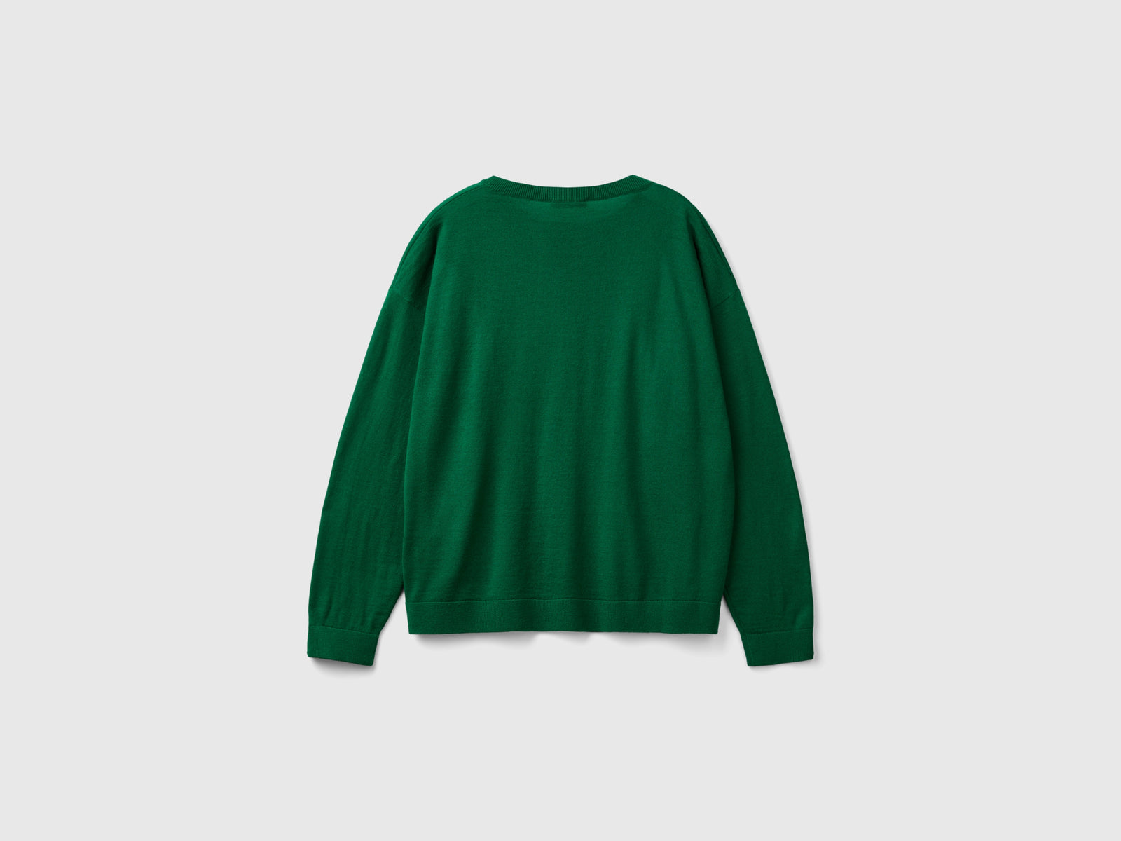 Boat-neck sweater in pure Merino wool da donna verde 2 | Benetton Outlet