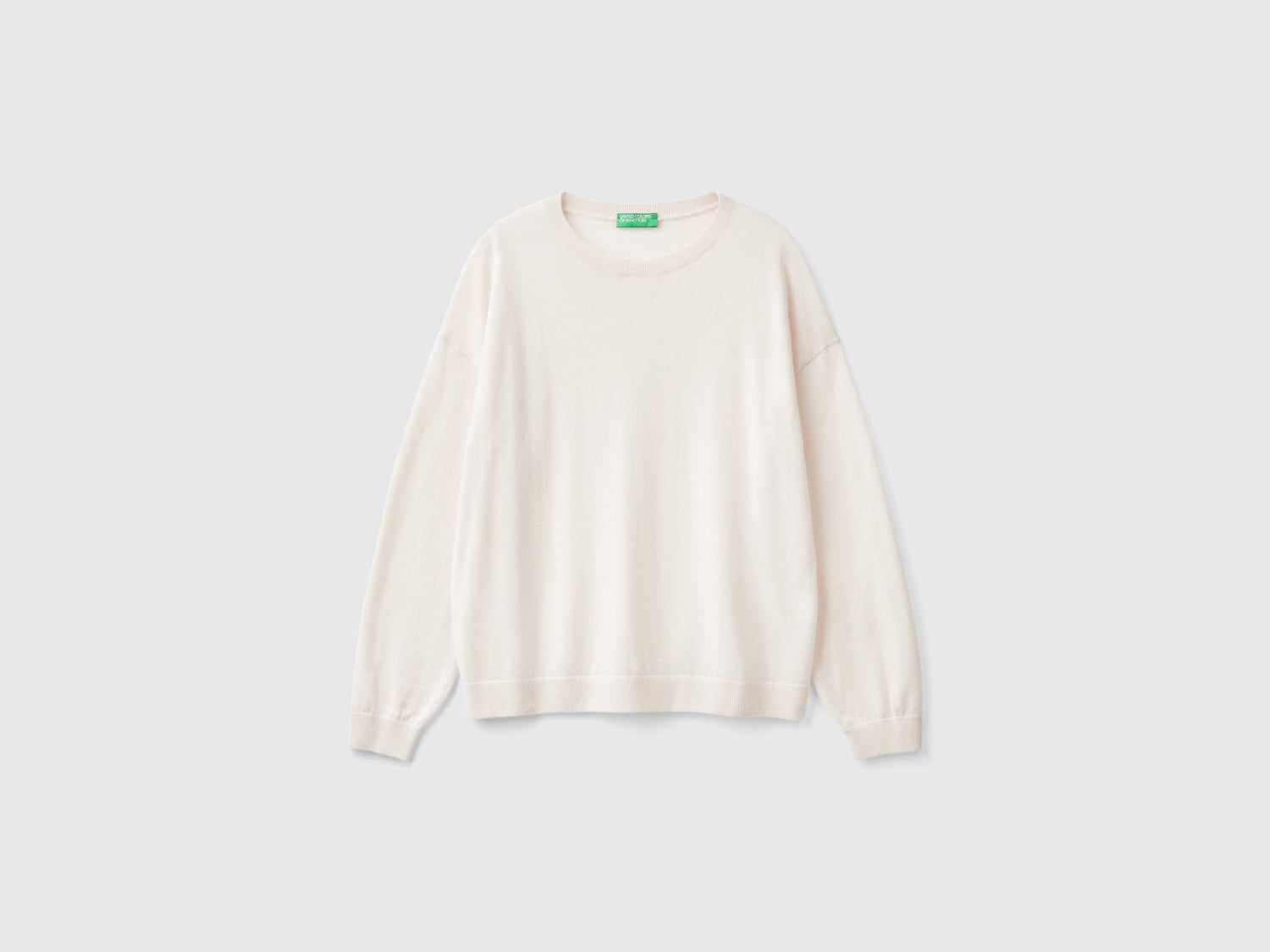 Maglia con scollo a barchetta in pura lana Merino da donna bianco panna | Benetton Outlet