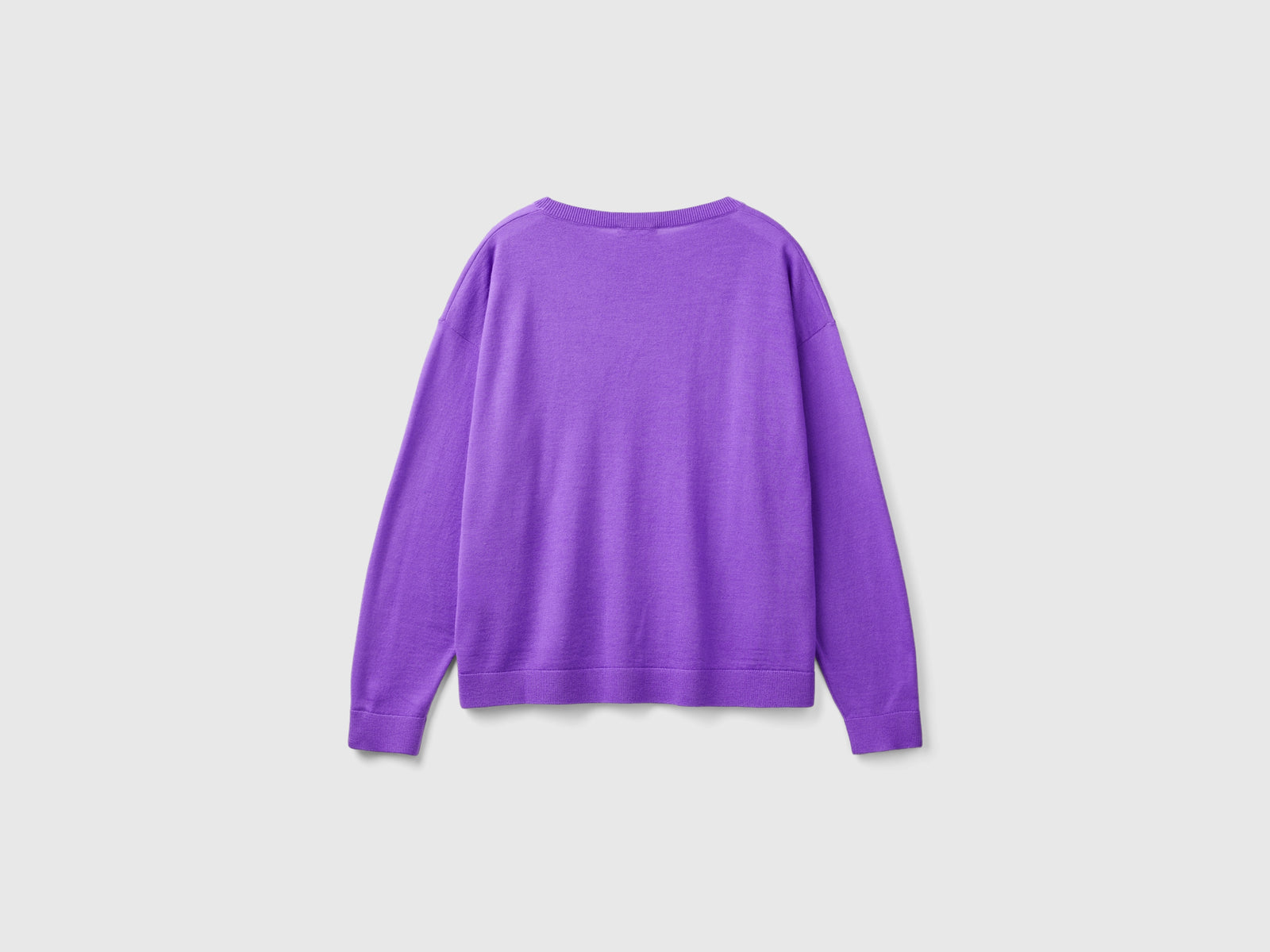 Maglia con scollo a barchetta in pura lana Merino da donna viola 2 | Benetton Outlet
