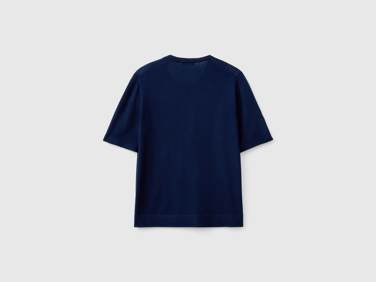 Maglia manica corta in pura lana Merino