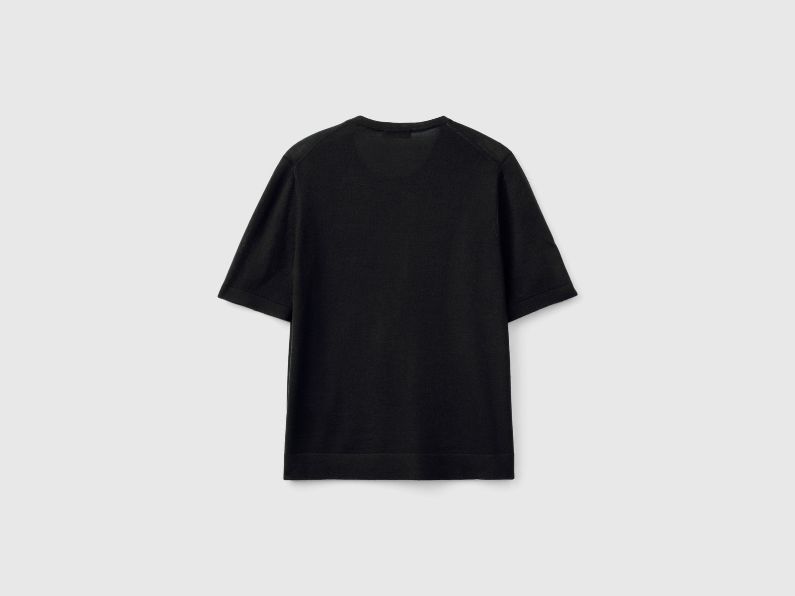 Maglia manica corta in pura lana Merino da donna nero 2 | Benetton Outlet