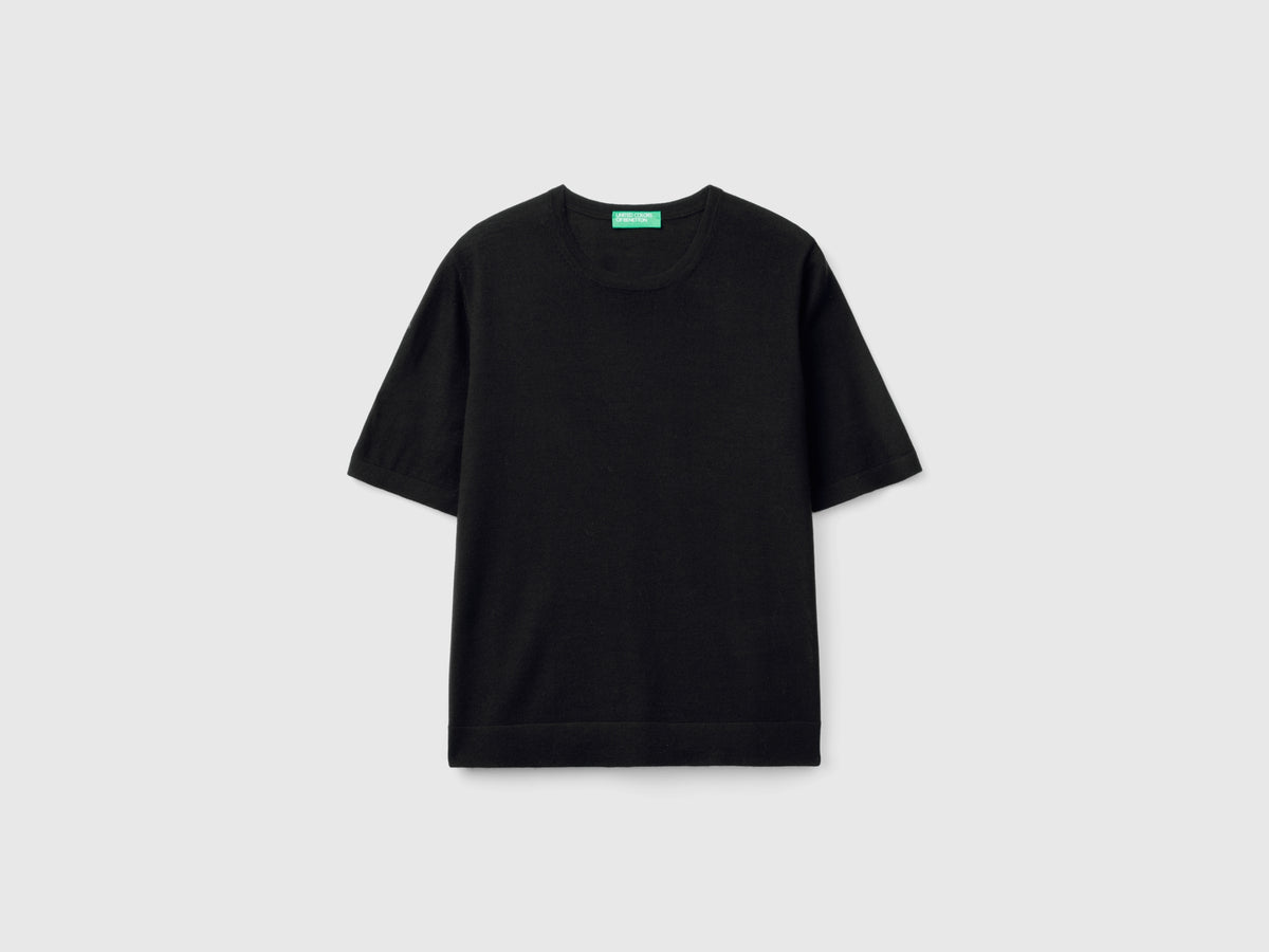 Maglia manica corta in pura lana Merino