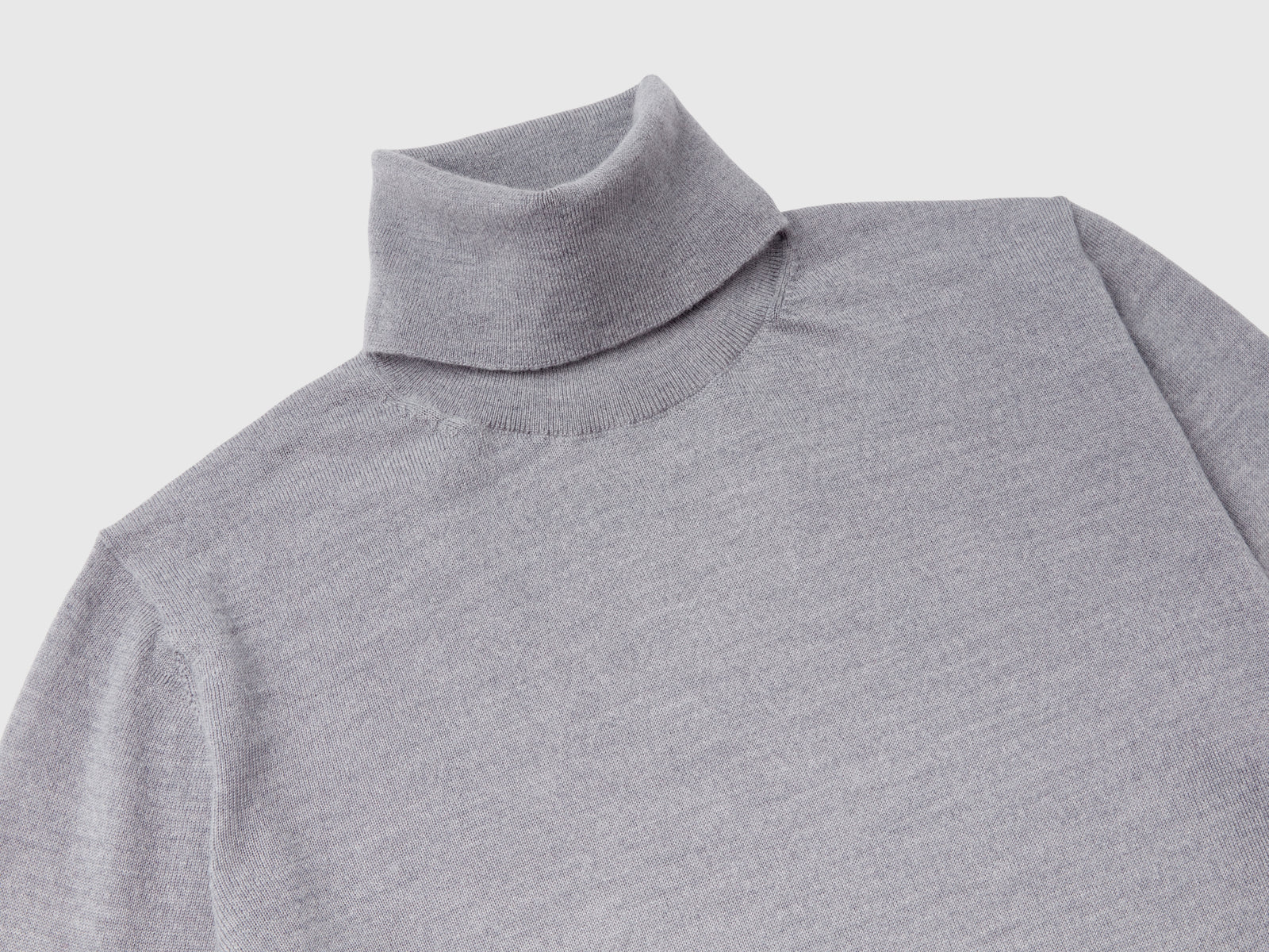 Pure Merino wool turtleneck da donna grigio chiaro 3 | Benetton Outlet