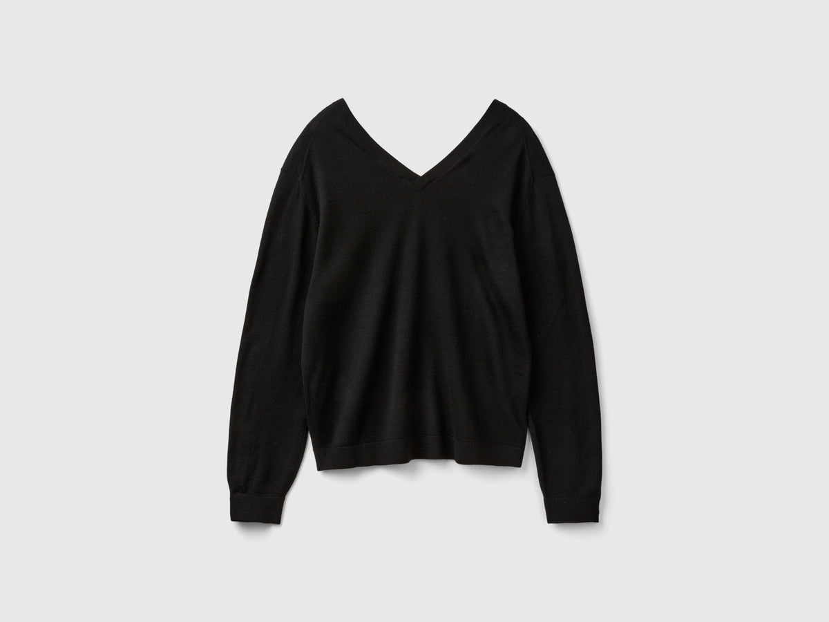 Maglia scollo a V in pura lana Merino
