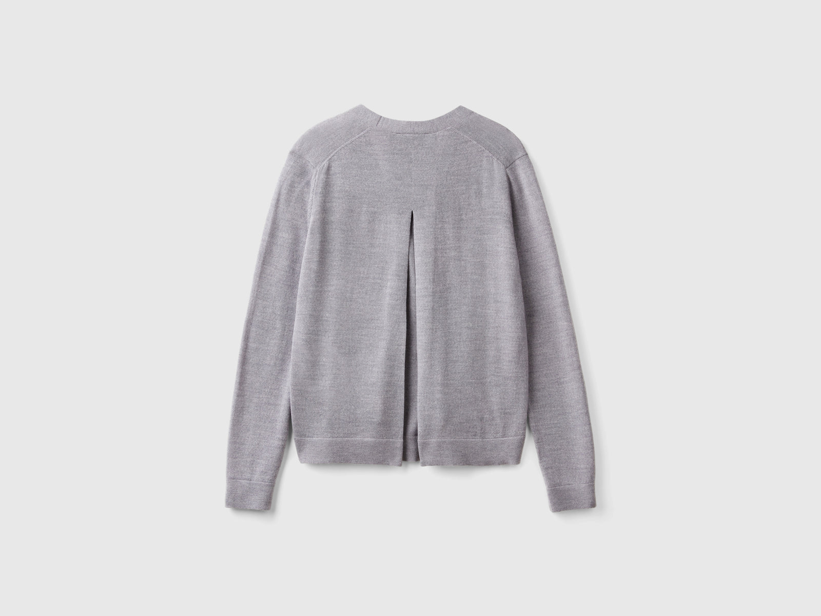 Maglia scollo a V in pura lana Merino da donna grigio chiaro 2 | Benetton Outlet