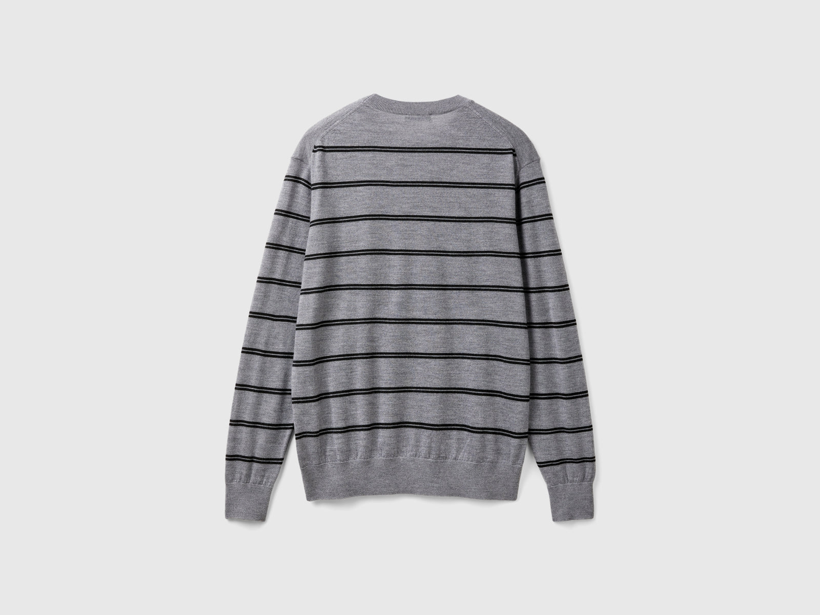 Maglia a righe in pura lana Merino da uomo grigio 2 | Benetton Outlet