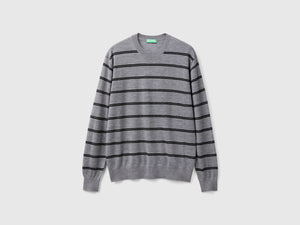 Maglia a righe in pura lana Merino