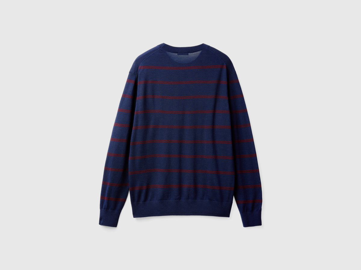 Maglia a righe in pura lana Merino