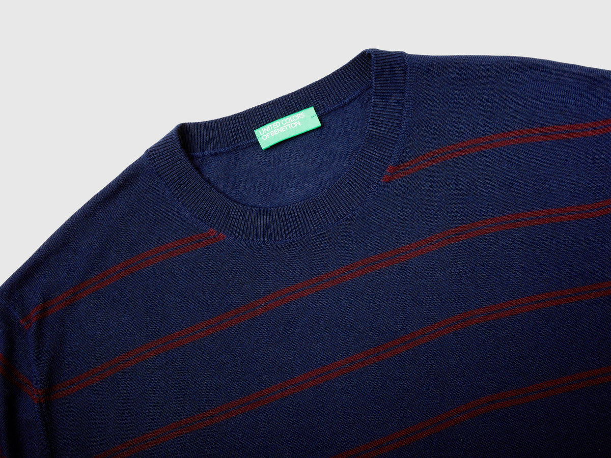 Maglia a righe in pura lana Merino