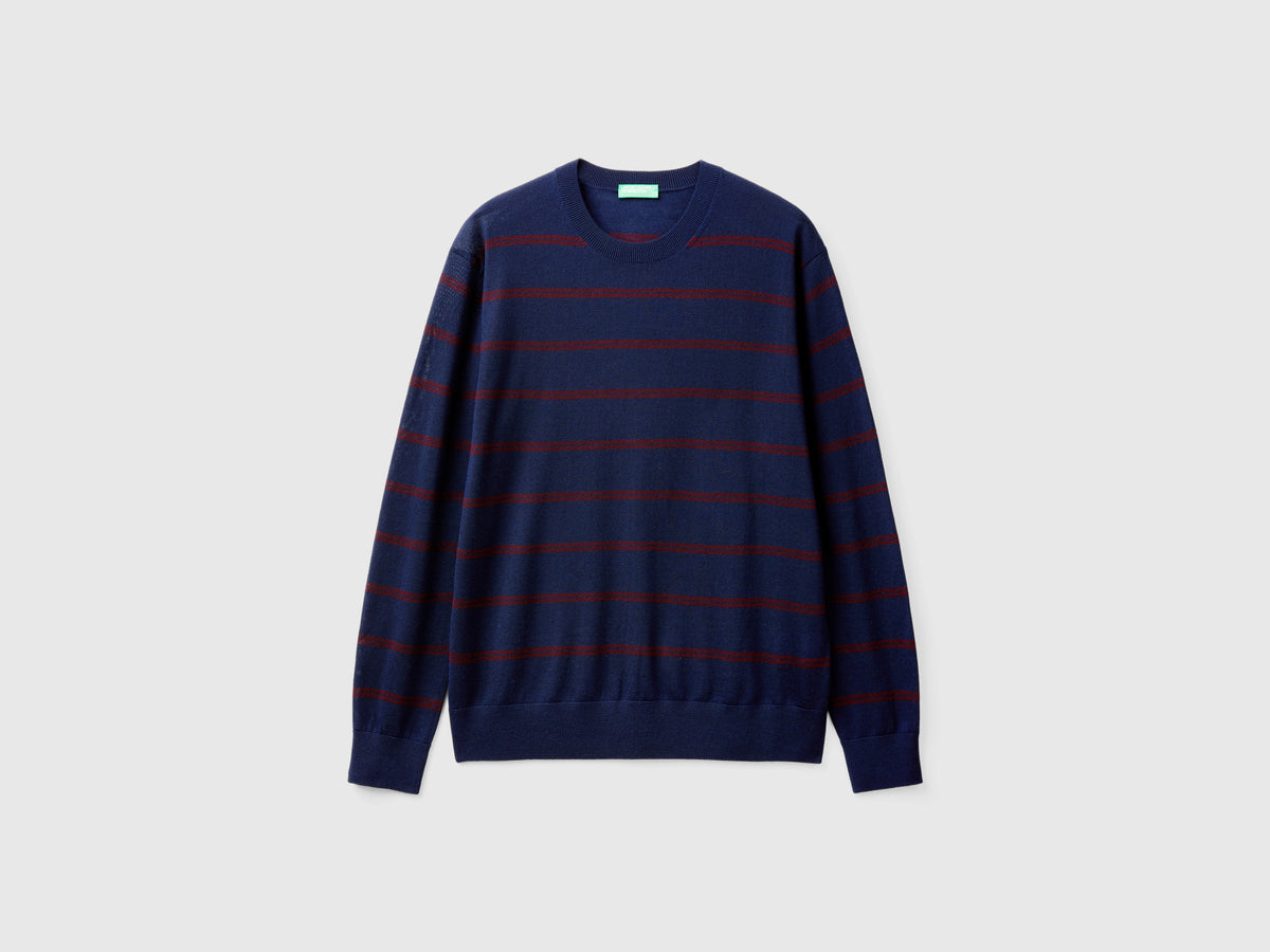 Maglia a righe in pura lana Merino