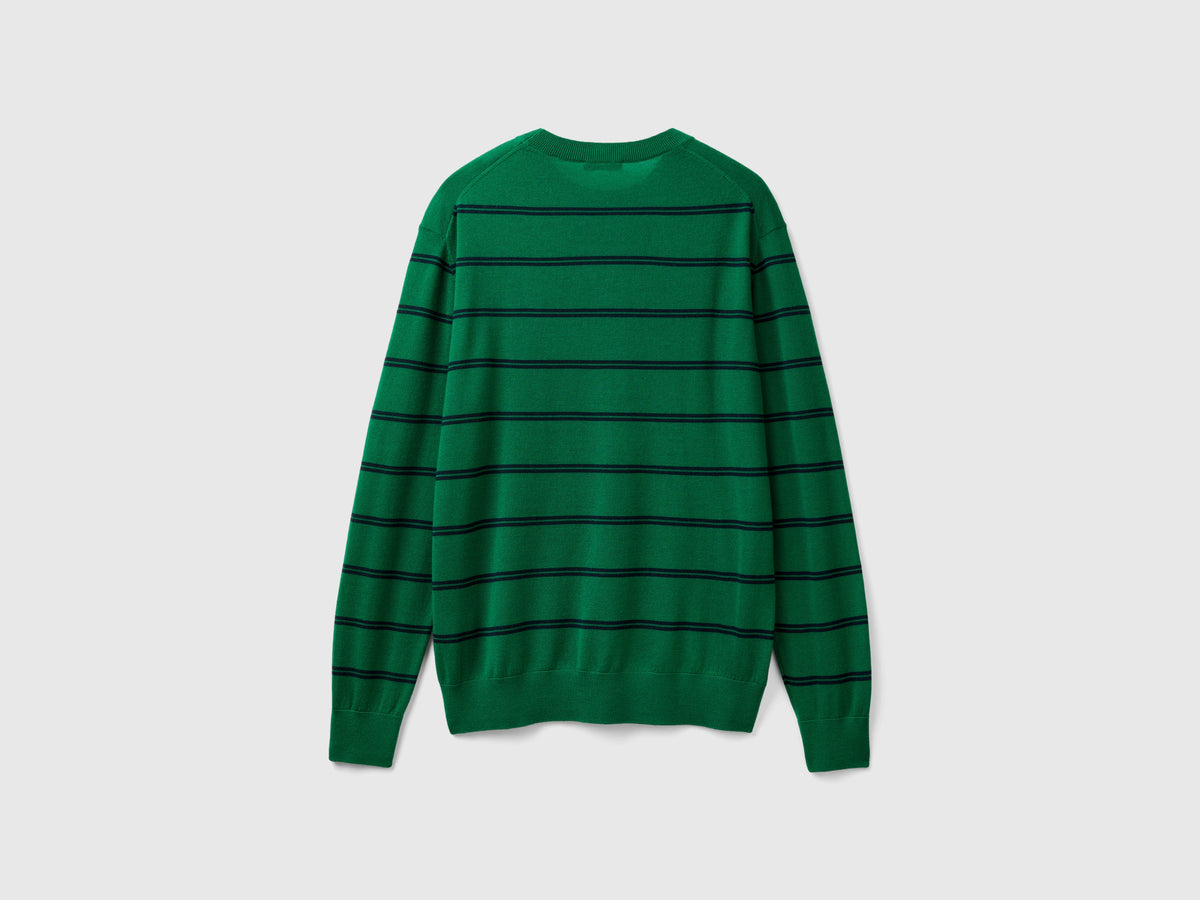 Maglia a righe in pura lana Merino