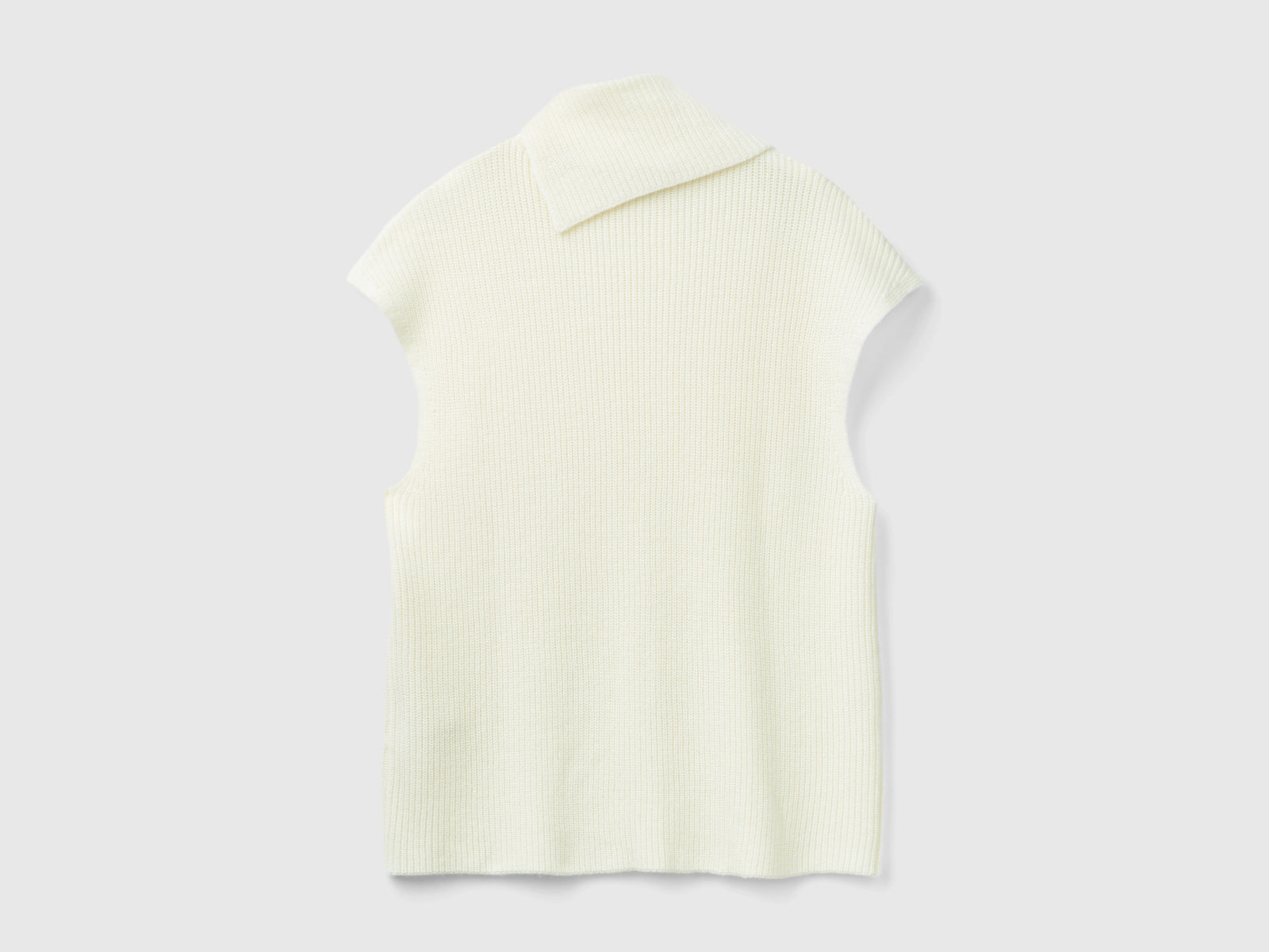 Gilet lungo con collo alto da donna bianco panna 2 | Benetton Outlet